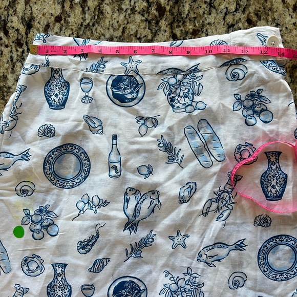 Women's White A-Line Skirt with Blue Lobster Feast Print M - Picture 9 of 11